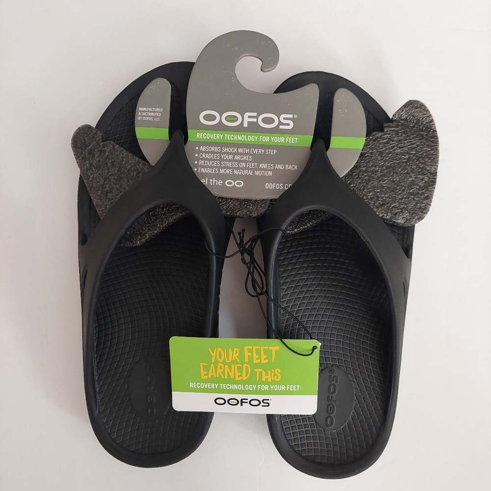 Oofos Mens Womens Premium New Black Sandals Flip Flops M8 W10 EUR41 - Picture 7 of 7